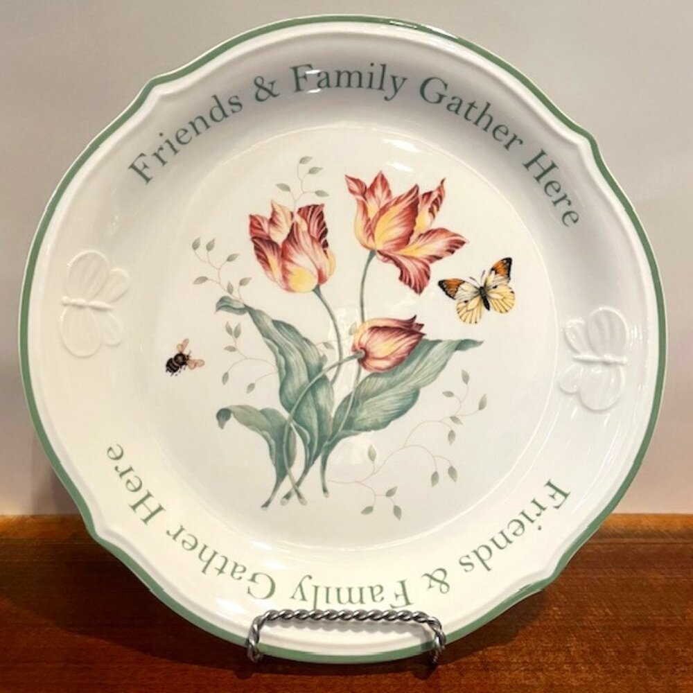 Lenox Butterfly Meadow "Friends & Family Gather Here" 12" Serving Plate Platter